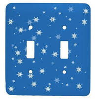 Snow Flake Christmas Single Toggle Holiday Metal Light Switch Cover (Blue)