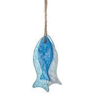 Sea Glass Hanging Fish Ornaments - Set of 3