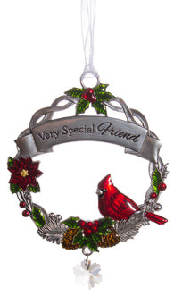 Attractive Zinc Christmas Cardinal Ornaments By Ganz- Friend