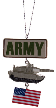 Support Our Troops Military Ornament w/ USA Flag- Army
