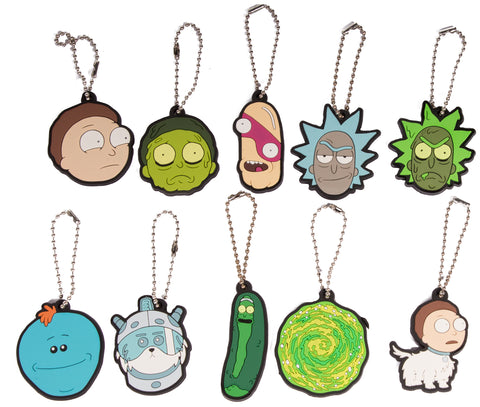Party Favors- Set of 10 Officially Licensed Rick And Morty Key Chains/ Charms