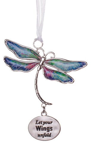 Inspirational Dragonfly Dreams Zinc Ornament -Let Your Wings Unfold