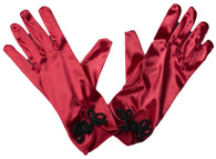 Vintage Style Rocker Women's Red Satin Driving Gloves with Eyelet Closure