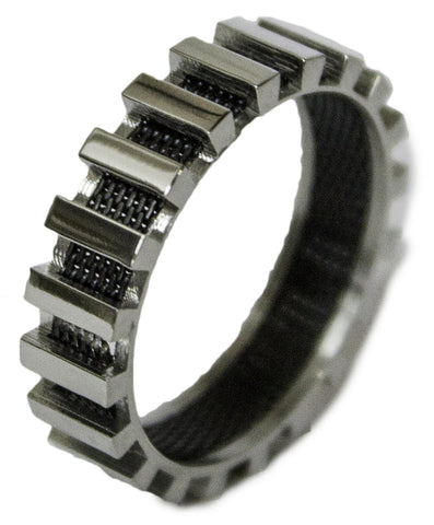 Men's Stainless Steel Dress Ring Steel and Mesh Band 083