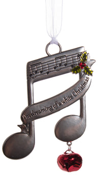 Double Whole Note Christmas Ornament w/ Carol Lyrics -White Christmas