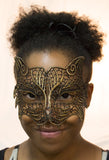 Costume Accessory - Lace Feline Cat Mask w/ Elastic Band  (Gold)