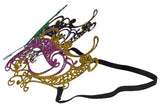 Mardi Gras Metal Costume Mask w/ Glitter & Elastic Band