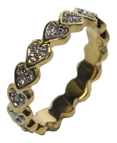 Women's 18 Kt Gold Plated Austrian Crystal Heart Band Dress Ring 016