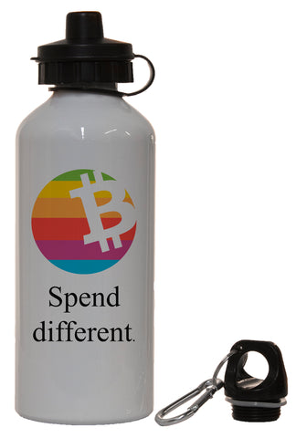 Bitcoin Spend Different White Aluminum 14oz Water Bottle