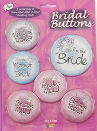 Forum Novelties Set Of 6 Wedding Party Bridal Buttons