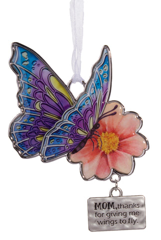Inspirational Butterfly Wishes Zinc Ornament -Mom