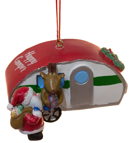 Santa with Camper and Reindeer  Christmas/ Everyday Ornament