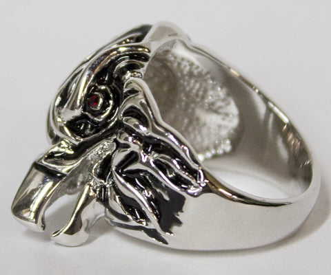 Men's Rhodium Plated Dress Ring Eagle Head with Austrian Crystal 088
