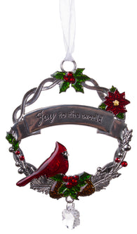 Attractive Zinc Christmas Cardinal Ornaments By Ganz- Joy To The World
