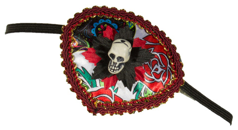 Costume Accessory- Day of the Dead Eye Patch w/ Elastic Strap