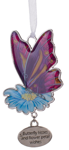 Inspirational Butterfly Wishes Zinc Ornament -Butterfly Kisses