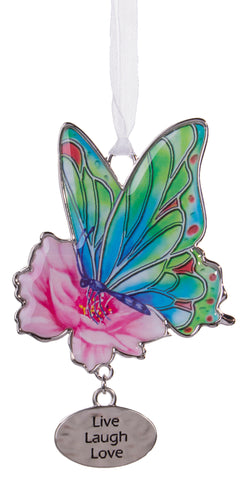 Inspirational Butterfly Wishes Zinc Ornament -Live Love Laugh