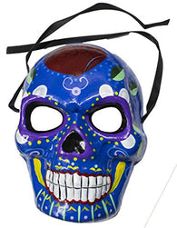 Jacobson Hat Company Men's Dia De Los Muertos Full Size Skull Mask (Blue)