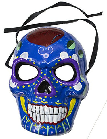Jacobson Hat Company Men's Dia De Los Muertos Full Size Skull Mask (Blue)
