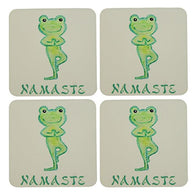 Namaste Yoga Frog Coasters With Cork Back Set Of 4