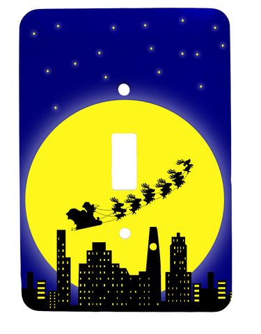 Santa In the City Christmas Tree SingleToggle Holiday Metal Light Switch Cover