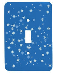 Snow Flake Christmas Single Toggle Holiday Metal Light Switch Cover (Blue)