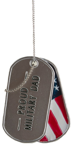 Support Our Troops Proud Military Dad Dog Tag Style Ornament