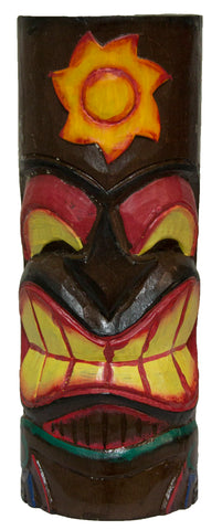 Hand Carved Hand Painted 10 Inch Large Tiki Totem Pole - Sun