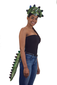 Costume Accessory Kit - Triceratops Dinosaur Headband Headpiece With Tail