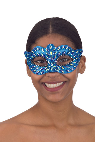 Costume Accessory- Blue Faux Jeweled Mask w/ Elastic Strap