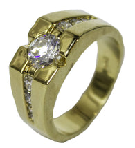 Men's 18 Kt Gold Plated Dress Ring Brilliant Cut CZ Pattern 077