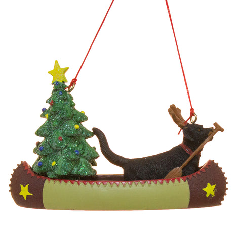 Dog Rowing A Canoe Christmas/ Everyday Ornament