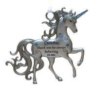 3 Inch Inspirational Zinc Unicorn Ornament - Grandma