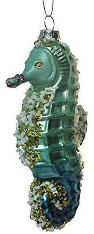 4.5" Seahorse Blown Glass Christmas Ornament