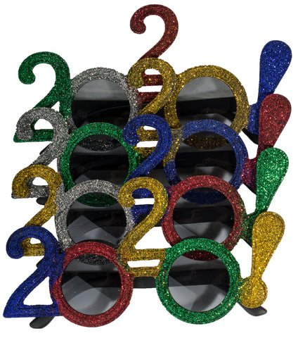 4 Pack Of 2020 New Years Eve Party Glasses (Multi Glitter!)