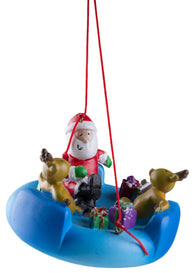 Santa and Reindeer Friends Riding a River Tube Christmas Ornament