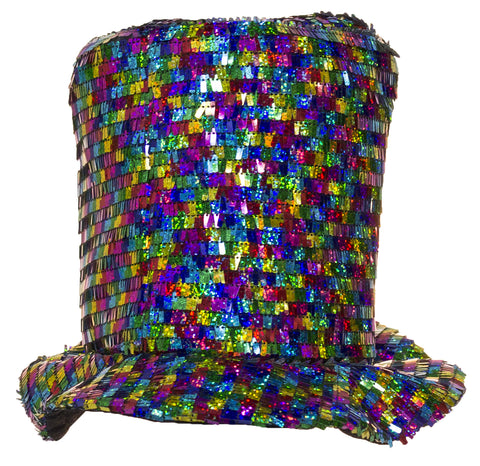 Costume Accessory - Shiny Rainbow Colored Felt Top Hat