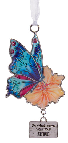 Inspirational Butterfly Wishes Zinc Ornament -Do What Makes Your Soul Shine