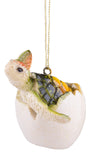 3 Inch Hi-Gloss Baby Sea Turtle Hatching from Egg Christmas Ornament