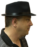 Black Razor Fedora Hat with Black Satin Band