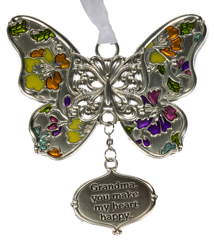 Inspirational Zinc Butterfly Ornament -Grandma, you make my heart happy
