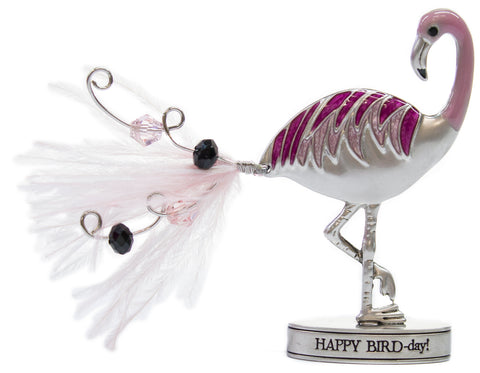Zinc Flamingle Flamingo Inspirational Standing Figurine - Happy Bird-day!