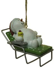 3 inch Snowman Lounging in a Deck Chair Christmas Ornament