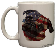 Dog Lovers Patriotic Pug 11 Ounce Coffee Mug