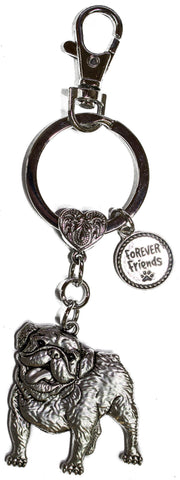 Dog Lovers Forever Friends Zinc Key Chain w/ Clip -Bulldog