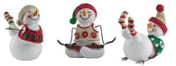 Christmas Decoration- Set of 3 Assorted Yoga Snowmen Figurines