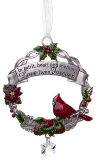 Attractive Zinc Christmas Cardinal Ornaments By Ganz- Love Lives Forever