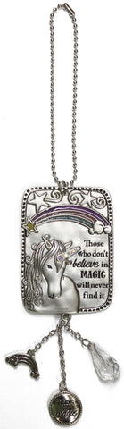 Inspirational Unicorn Zinc Car Charm Ornament (Believe in Magic)