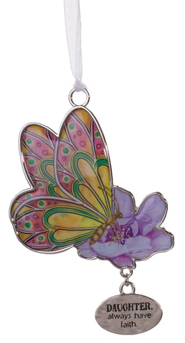 Inspirational Butterfly Wishes Zinc Ornament -Daughter