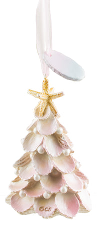 Pastel Shell & Faux Pearl Tree w/ Starfish Christmas/ Everyday Ornament